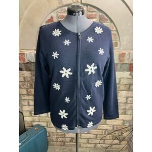 cardigan sweater zip front snowflake